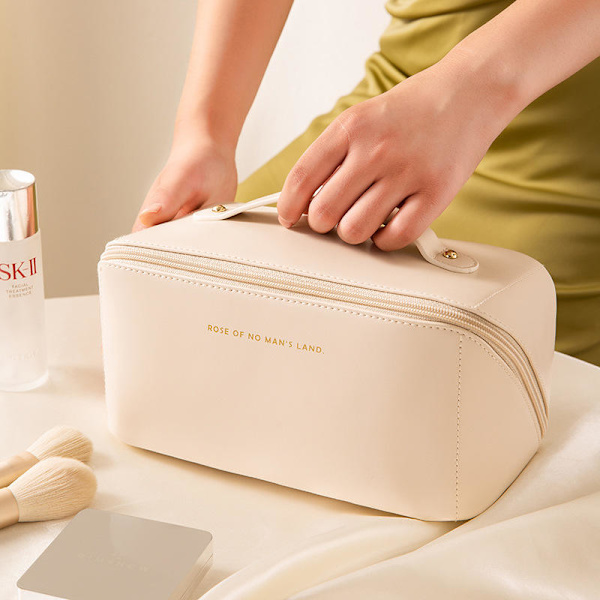 Stor sminktaske / Rummelig Kosmetikpung - Taske til Makeup - Makeup Bag Vit Hvid