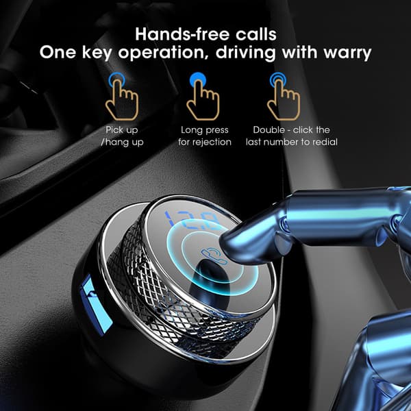 Bil MP3 Bluetooth Musikafspiller Bærbar Auto FM Transmitter QC3.0 Bil Hurtigoplader