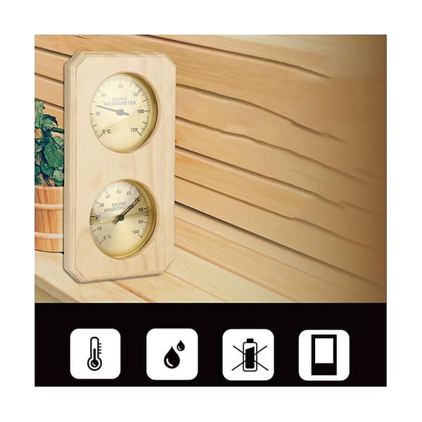 Træ Sauna Termometer og Hygrometer 2 i 1 Fugtighedsmåler