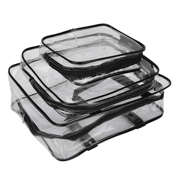3 st Toalettväska Transparent Design 3 Storlekar Vattentät Bärbar PVC Material Praktisk Transparent Kosmetikaväska För Resor