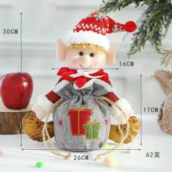 Kreativ gave Træ Dekorativ Taske Tegnet Opbevaring Julepose Godtepose Eve Juledukker under 5 (Elf)