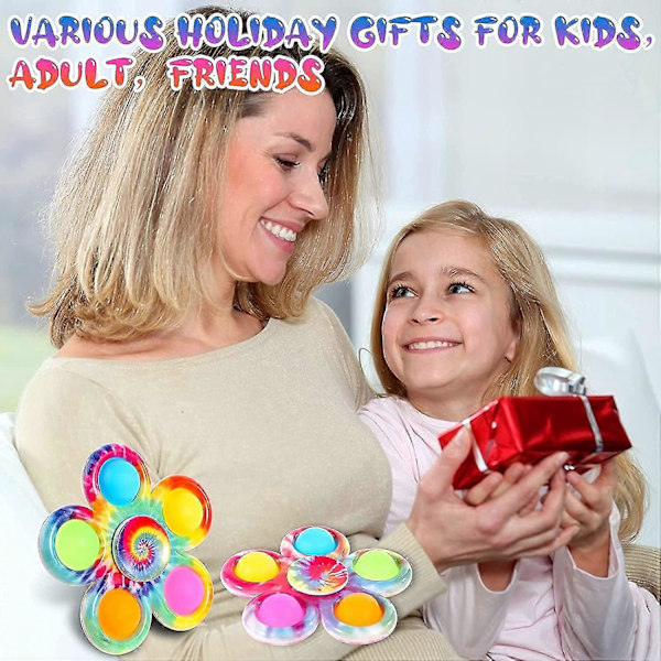 Fidget Spinner Pop Legetøj Sæt med 4, Fidget Pop Legetøj Festgave, Sensorisk Bubble Pop Legetøjssæt til børn, Simple Fidget Spinners Pop Stress