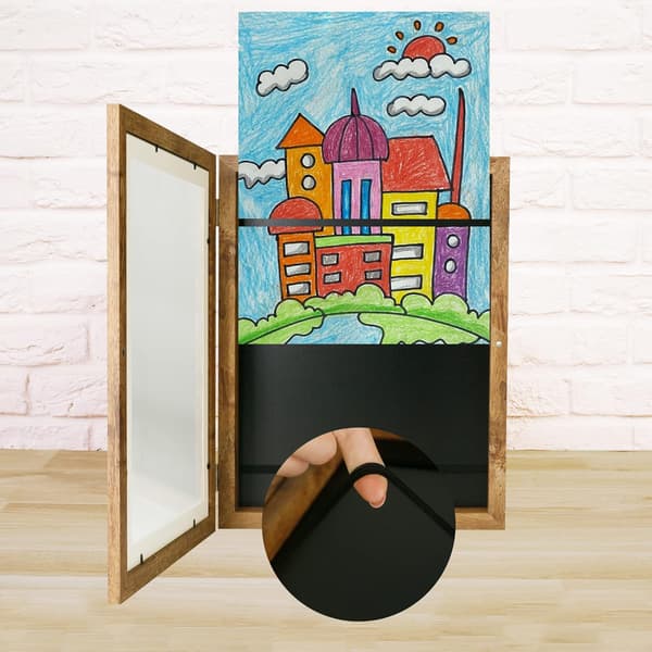 2-pack konstramar, 21*30cm barnramar med frontöppning för konstverk, barnkonstramar, utbytbar förvaring för 50, barnkonst