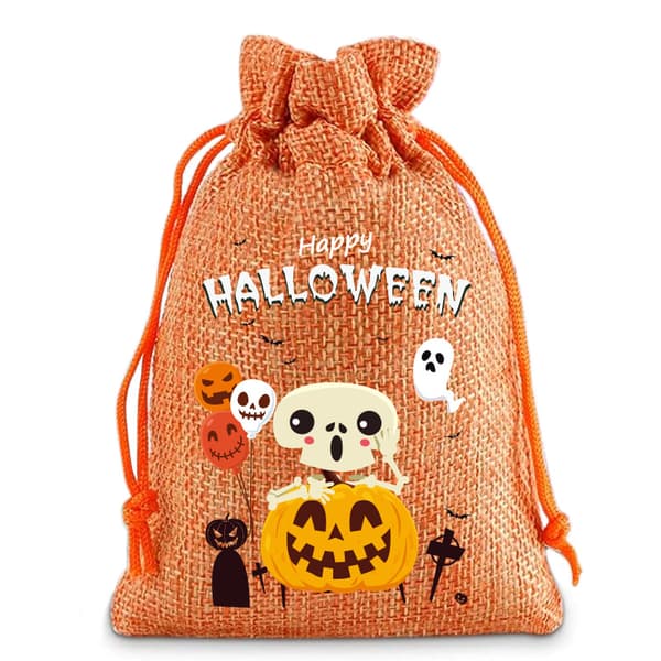 2026 Halloween Jutevävspåsar med dragsko, 10x14cm Godispåsar för festgåvor 6pcs