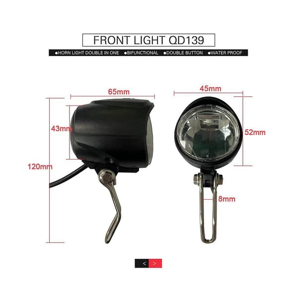 E-sykkel Bryter Dk336 Med Frontlys Baklys SM Plugg Varsellys Blinklys Og Horn Ebike Ac