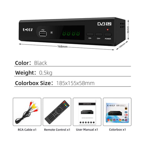 FTA DVB-S2 Mottaker Dekoder Full HD Digital TV Dekoder