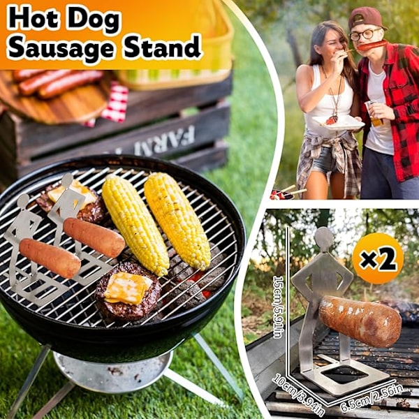 3 stk. Morsomme grillverktøy for pølser, grilltilbehør for utendørs grilling, grillgaffel for camping, utendørs piknik, hage, kjøkken