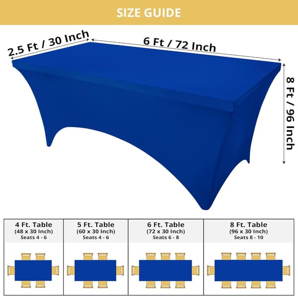 Kjøkken Spandex Dug 10-pakning [6FT, Blå] 190GSM Stretch Dug Tilpasset Deksel Rektangulær Blue