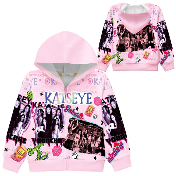 Hættetrøje til børn, jakke, top, grafisk print, pullover, overtøj 36398 Pink 130 yards
