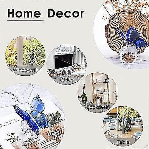Flyvende krystal sommerfugl med kuglebase figur kunstglas samling ornament statue dyre brevpresser - MBCC