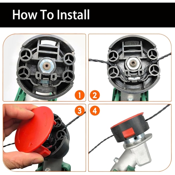 Til Bosch trimmer, F016800431 Udskiftnings trimmerhoved og linehætte til Bosch trimmer AFS 23-27 950W (1 trimmerhoved + 1 hætte + 30 liner)