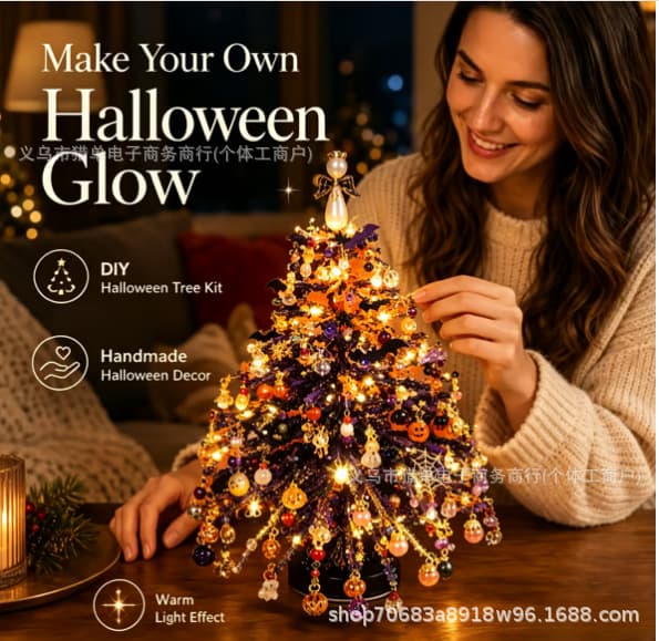 DIY Beaded Christmas Tree Kit, Christmas Tree Bead Set, Handmade Christmas Decoration Kit Halloween Glow