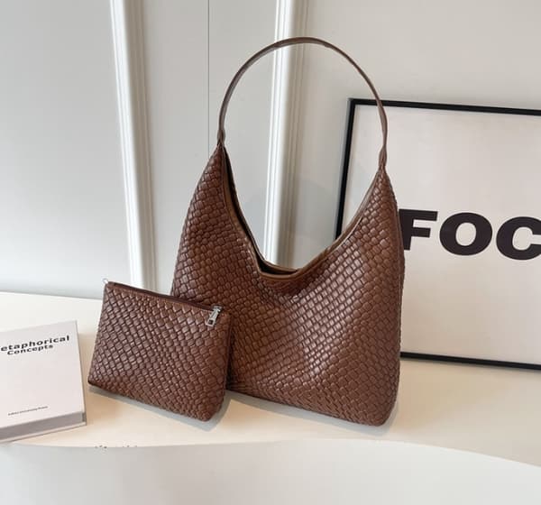 Dame Skuldertaske PU Læder Håndtaske Kaffe Farve Tote Taske Til Damer