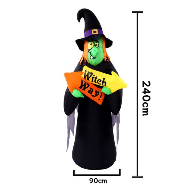 Halloween oppblåsbar spøkelsesheksdekorasjon med LED-lys, hagepynt i polyester