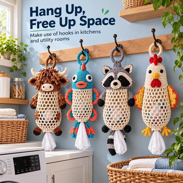 DIY Hæklet Dyretaskeholder-sæt - Håndlavet taskeorganizer DIY Material Kit witch