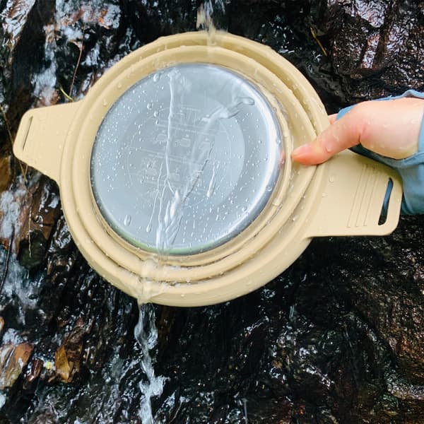 Vikbart campingkärlset i silikon, bärbart utomhuskökskit med non-stick-beläggning för vandring och resor Single pot Khaki
