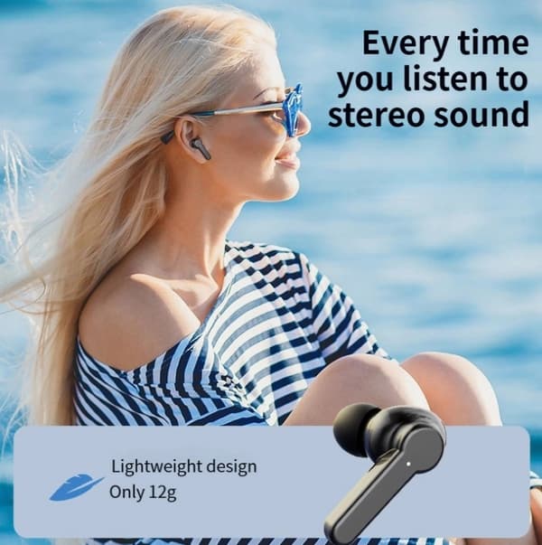 Trådløse ørepropper Bluetooth 5.3 med LED-strømdisplay Universal passform Hvit støyreduserende øretelefoner for sport, treningsstudio og løping