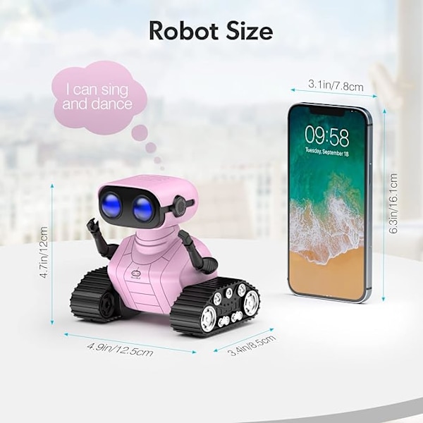 ALLCELE Jenter Robot Leke, Oppladbar RC Robot for Barn, Fjernkontroll Leke med Musikk og LED Øyne, Gave til Barn fra 3 År og Oppover - Rosa
