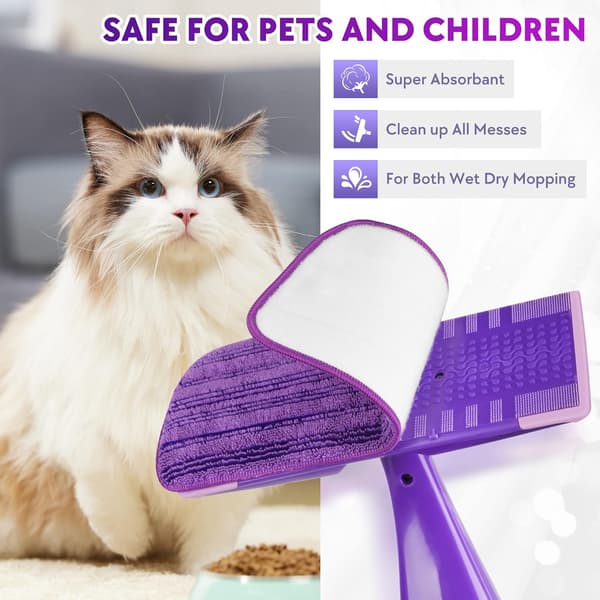 Återanvändbara moppdynor kompatibla med Swiffer Wet Jet Mopp, 6-pack våta dynor påfyllning tvättbara mikrofiber moppdynor våta torra moppdukar