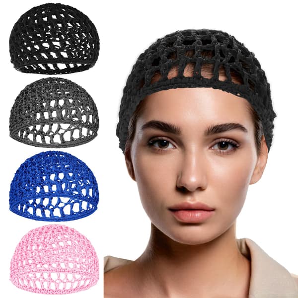 Mesh Hæklet Hårnet Wrap Hat til Kvinder med Sort Hår Mesh Hår Wraps til Sorte Kvinder Tyk Kort Rayon Strikket Snood Hat Kvinder Hårnet