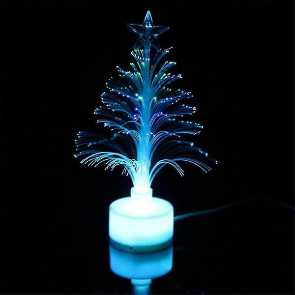 Mini LED Christmas Tree Night Light Color Changing Fiber Optic Light USB