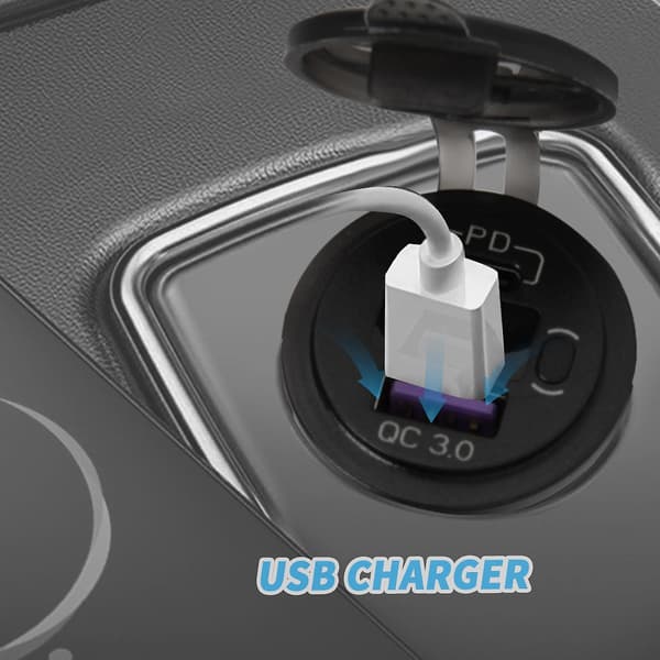PD Type C 48W Dobbelt USB Bilopladerstik, QC 3.0 Biloplader Med Voltmeter Og Strømafbryder Til Bo