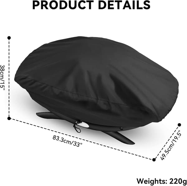 Vandtæt BBQ Cover Bærbart UV-resistent Beskyttelse 90x55x27cm Sort til Udendørs Grill