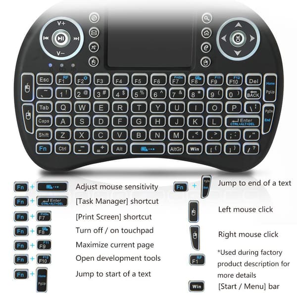 Mini i8 2.4GHz Multimedia Portabel Trådlöst Handhållet Mini Tangentbord