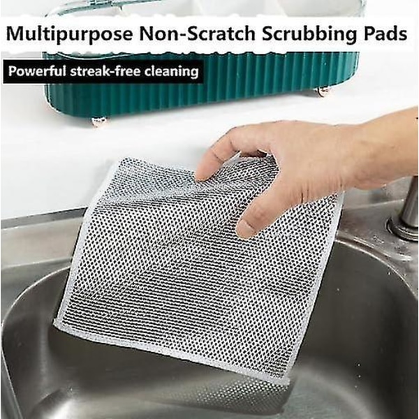 Multi-purpose anti-scratch wire dishcloth, wet and dry use wire dishwashing cloth, anti-scratch wire dishcloth, kitchen dishwashing towel ten