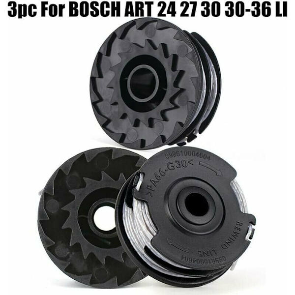 Sett med 3 spoler for Bosch gresstrimmer Art 24 27 30 30-36 Li 18 M 1,65 mm.