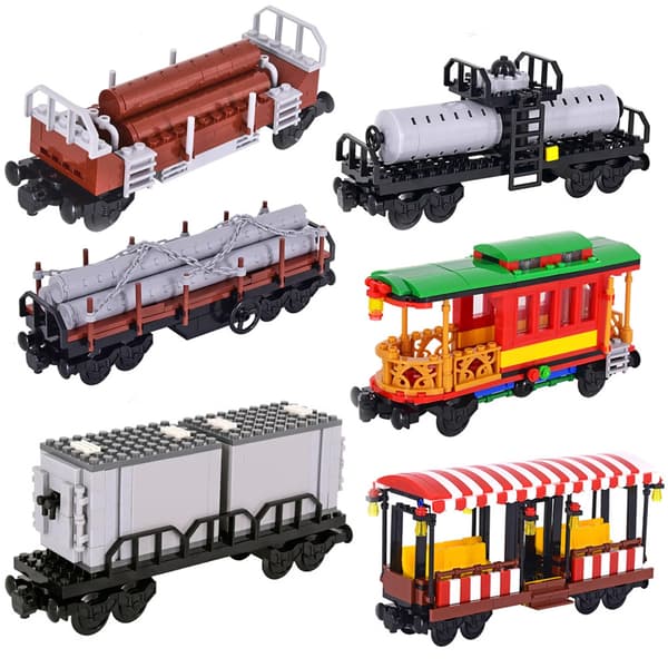 Togbane byggeklosser sett, bybanevognmodell, DIY konstruksjonsleke for barn**Container tog Container train