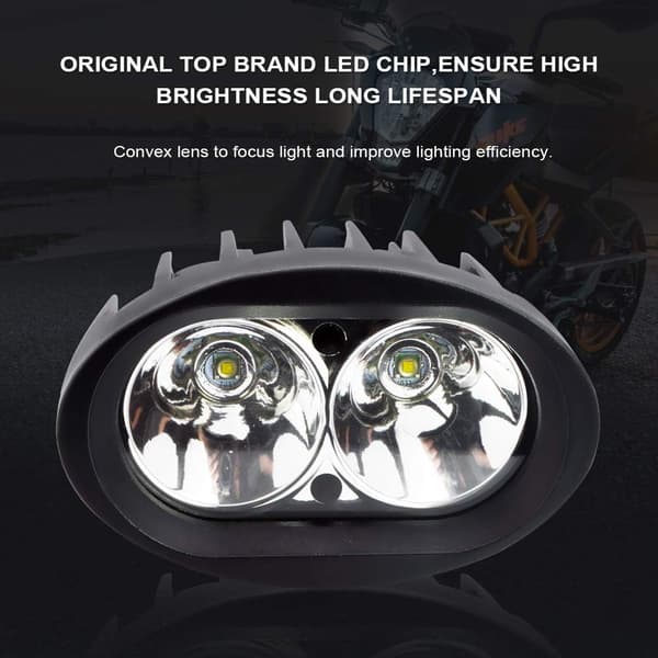 Motorcykel LED ekstra lys, 20W runde LED forlygter til motorcykel