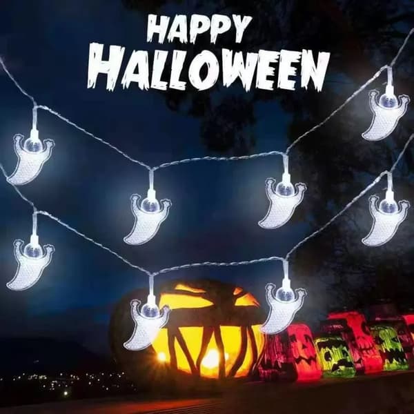 Halloween LED-lyslenker, gresskar, spøkelse, flaggermus, batteri USB solenergi, IP65 vanntett Skeleton Hand 40m battery (plus flash)