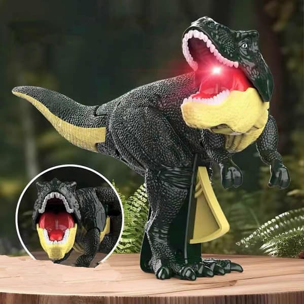 Grøn Dinosaur Simulation Tryk Hoved Med Lys Børnelegetøj Dekompression Trick Dinosaur Legetøjsmund