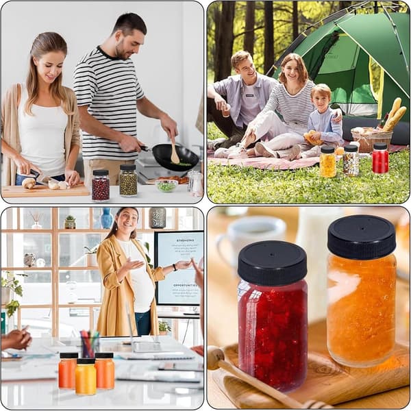 60 ml Plastflaskor - 13 återanvändbara miniglasburkar med etiketter för sav, ingefära, kryddor, svart