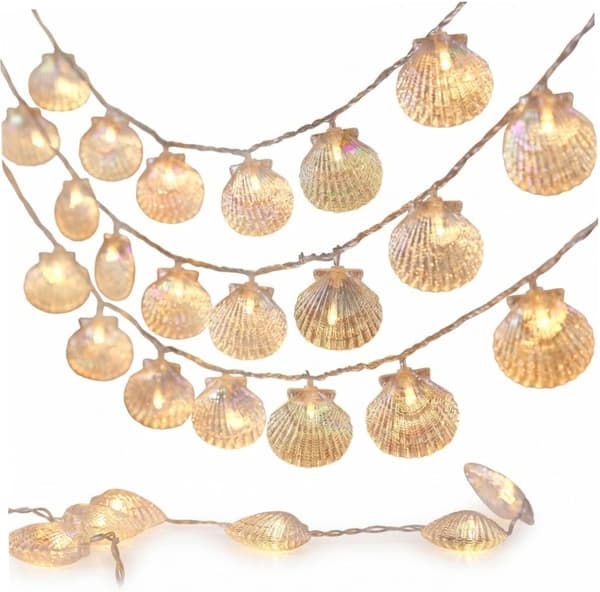 Snäckskal, 20 LED snäckformade ljusslingor, batteridrivna sommarljusslingor, 3m