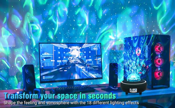 Stjerneprojektor LED Batteri - Galaxy Stjerneprojektor - 2,5 timer Sort Black LADDNINGSBAR - 2.5h speltid