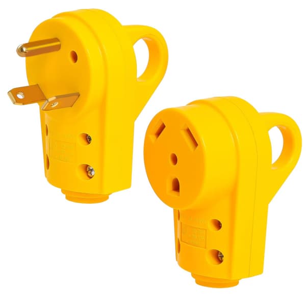Sett med 125V 30A Bobilsokler Gul Plugghåndtak