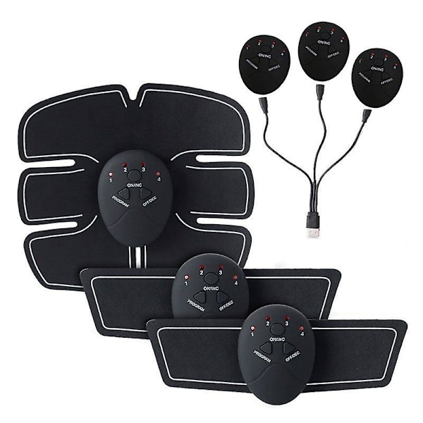 EMS Muskelstimulator, EMS Träningsenhet, EMS Magtränare, USB Uppladdningsbar Portabel Muskelstimulator, Elektrisk Magtränare (FMY)