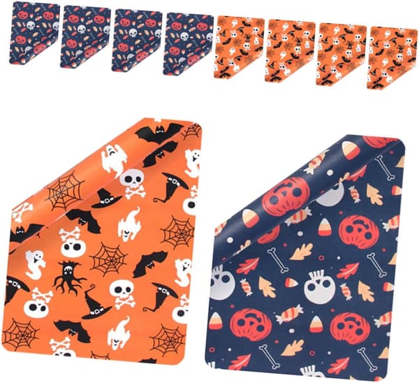 Halloween Presentpapper 10 Ark 50x70cm Läskiga Mönster DIY Partydekorationer