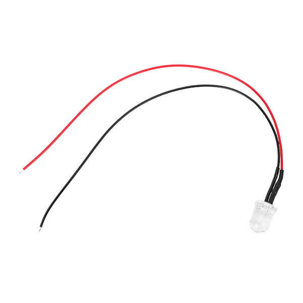 50 kpl LED-diodeja johdotuksella, 12V, 10 mm pyöreä, punainen