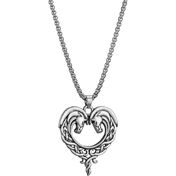 Coolt halsband, personligt halsband, fantasy Celtics Horse Lords halsband antik silverpläterad hästhjärta halsband hänge