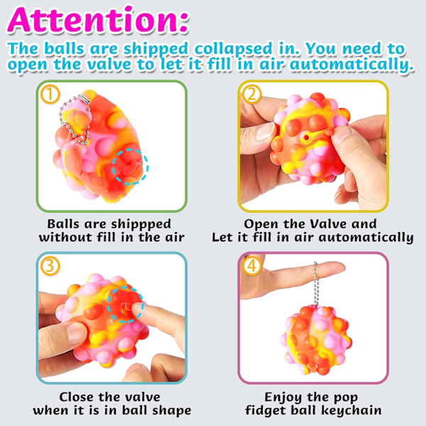 Pop Fidget Leksaker 4 ST 3D Stressbollar It Pop Fidgets Paket Party för Barn Leksaker Bulk Klämleksaker Pojkar Vuxen Stress Relief Påskkorg Fyllmedel