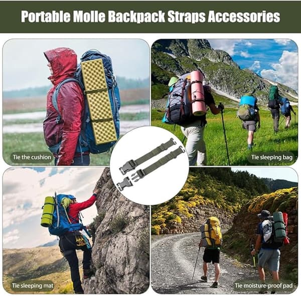 Bärbara campingryggsäcksremmar 36 cm - Vandrings- och klätterutrustning, grön, 4-pack