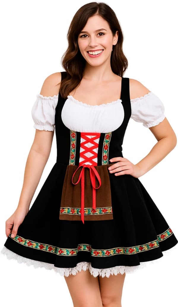 Gotisk Festkjole til Voksne - Sort Tyl Kostume til Halloween og Karneval Wednesday L