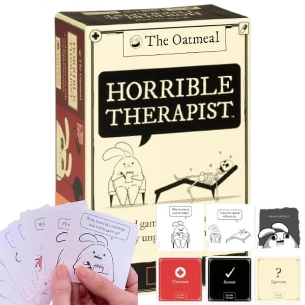 Exploding Kittens Horrible Therapist -korttipeli, hauska perhepeli aikuisille ja yli 17-vuotiaille