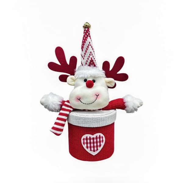 Julegaveæske med æble, slikglas til børn, rensdyr- og snemandspynt til juleaften Apple box candy jar [Deer] See details