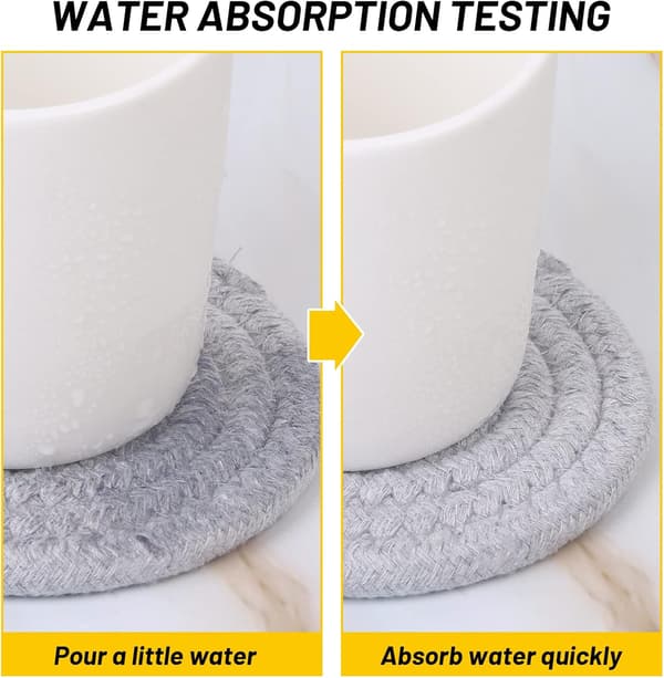 8 stk. underlag med holder, 4 farver, absorberende underlag, minimalistisk sæt af vævet bomuld til stueindretning, bordbeskyttelse, velegnet