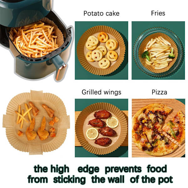 50 stk. Air Fryer Papir Engangs Bagepapir