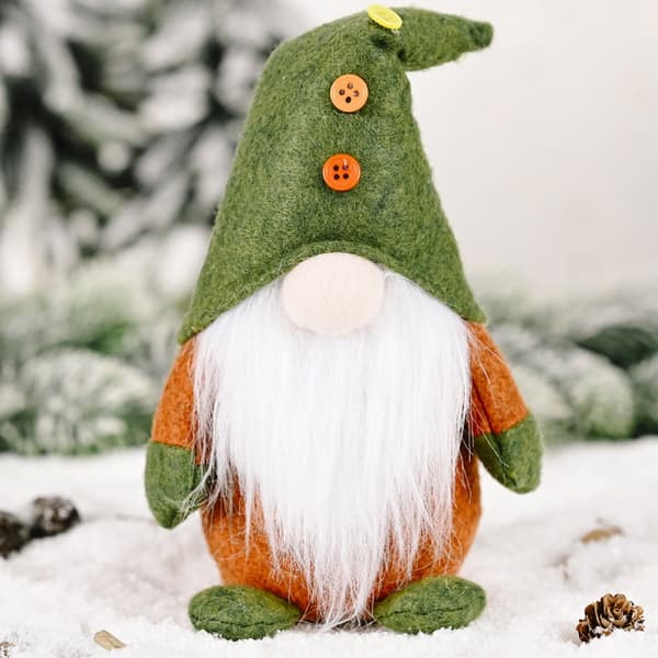 Ansiktsløs Nisse-dukke Grønn Nordisk Rudolf-figurdekorasjon stripe